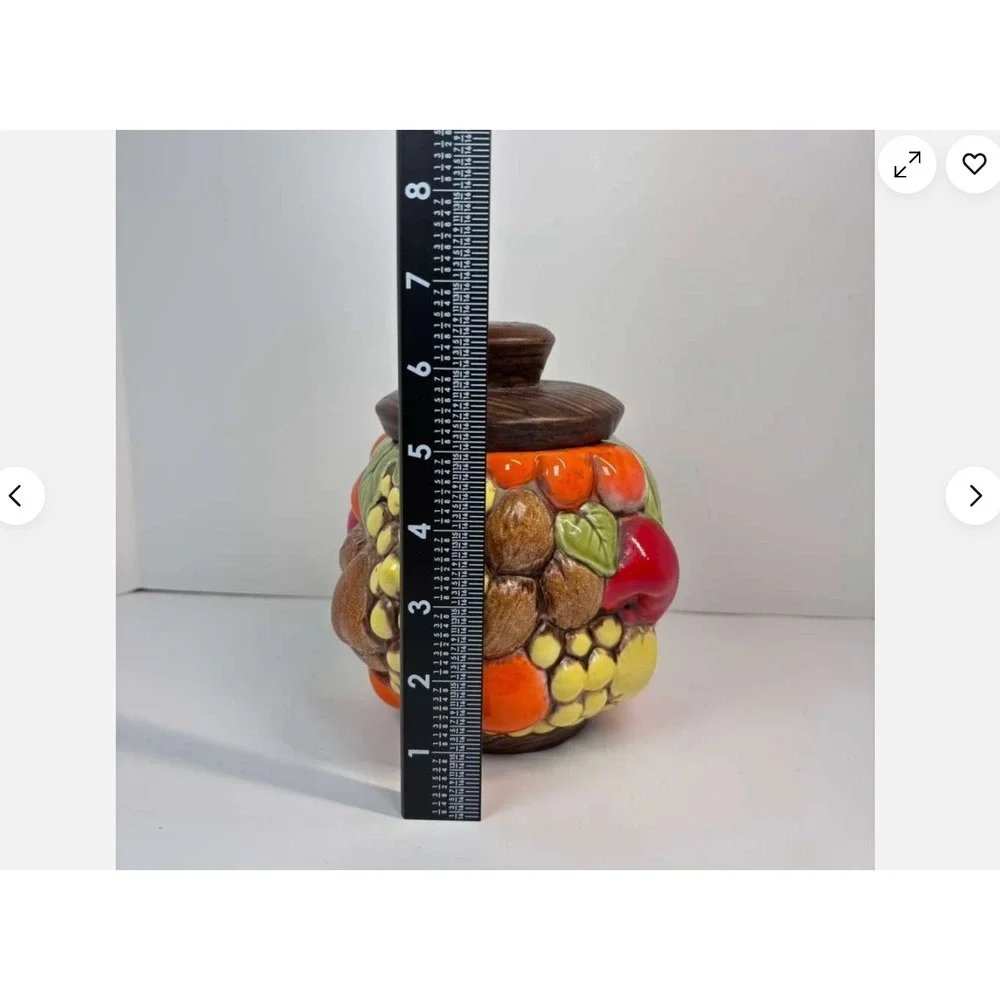 Four Jamar Mallory Ceramic Fruit Cornucopia Canister Cookie Jars Vintage MCM USA